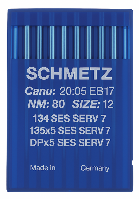 Schmetz 134 SES SERV 7 Size 80 Industrial Sewing Machine Needles Pack of 10 light ball point reinforced Schmetz 134 SES SERV 7 Size 80 Industrial Sewing Machine Needles Pack of 10 light ball point reinforced