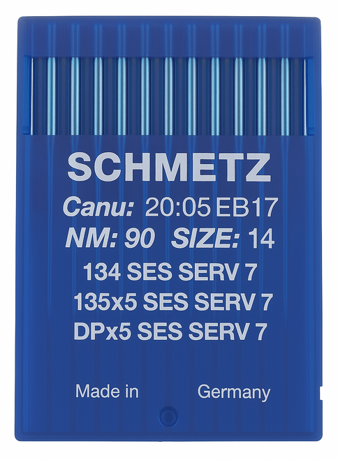 Schmetz 134 SES SERV 7 Size 90 Industrial Sewing Machine Needles Pack of 10 light ball point reinforced Schmetz 134 SES SERV 7 Size 90 Industrial Sewing Machine Needles Pack of 10 light ball point reinforced