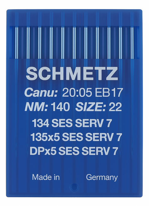 Schmetz 134 SES SERV 7 Size 140 Industrial Sewing Machine Needles Pack of 10 light ball point reinforced Schmetz 134 SES SERV 7 Size 140 Industrial Sewing Machine Needles Pack of 10 light ball point reinforced