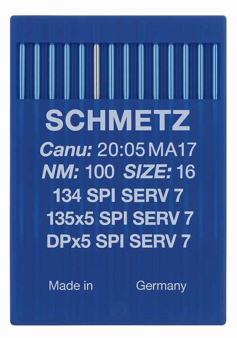 Schmetz 134 SPI SERV 7 Size 100 Industrial Sewing Machine Needles Pack of 10 acute round point Schmetz 134 SPI SERV 7 Size 100 Industrial Sewing Machine Needles Pack of 10 acute round point