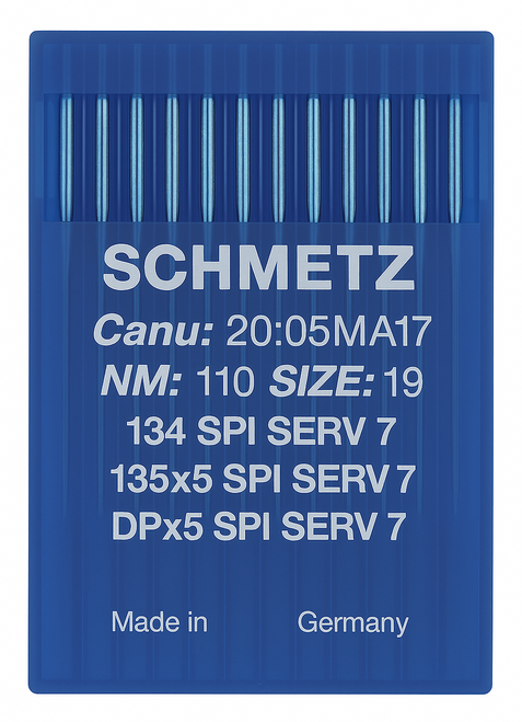 Schmetz 134 SPI SERV 7 Size 110 Industrial Sewing Machine Needles Pack of 10 acute round point Schmetz 134 SPI SERV 7 Size 110 Industrial Sewing Machine Needles Pack of 10 acute round point