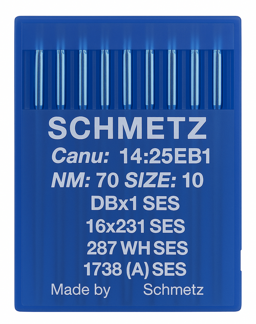 Schmetz 16X231 SES Size 70 Industrial Sewing Machine Needles Pack of 10 Light Ball Point for light to medium fabrics Schmetz 16X231 SES Size 70 Industrial Sewing Machine Needles Pack of 10 Light Ball Point for light to medium fabrics