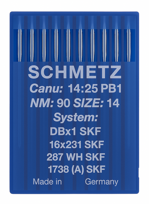 Schmetz 16X231 SKF Size 90 Industrial Sewing Machine Needles Pack of 10 with Heavy Ball Point for medium to heavy fabrics Schmetz 16X231 SKF Size 90 Industrial Sewing Machine Needles Pack of 10 with Heavy Ball Point for medium to heavy fabrics