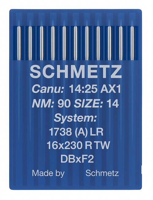 Schmetz 16X230 NRTW Size 90 Industrial Sewing Machine Needles Pack of 10 with LR reverse twist point for leather and upholstery