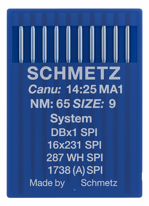 Schmetz 16X231 SPI Size 65 Industrial Sewing Machine Needles Pack of 10 Acute Round Point for tightly woven fabrics