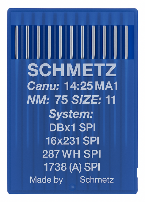 Schmetz 16X231 SPI Size 75 Industrial Sewing Machine Needles Pack of 10 Acute Round Point for woven and coated fabrics