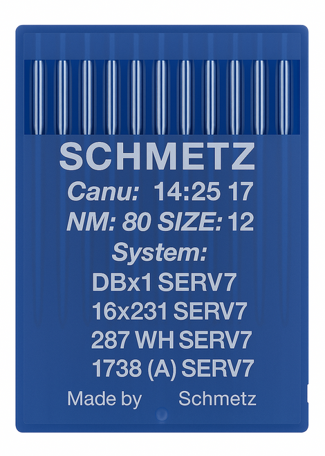 Schmetz 16X231 SERV 7 Size 80 Industrial Sewing Machine Needles Pack of 10 with reinforced blade and hump scarf for stretch fabrics Schmetz 16X231 SERV 7 Size 80 Industrial Sewing Machine Needles Pack of 10 with reinforced blade and hump scarf for stretch fabrics