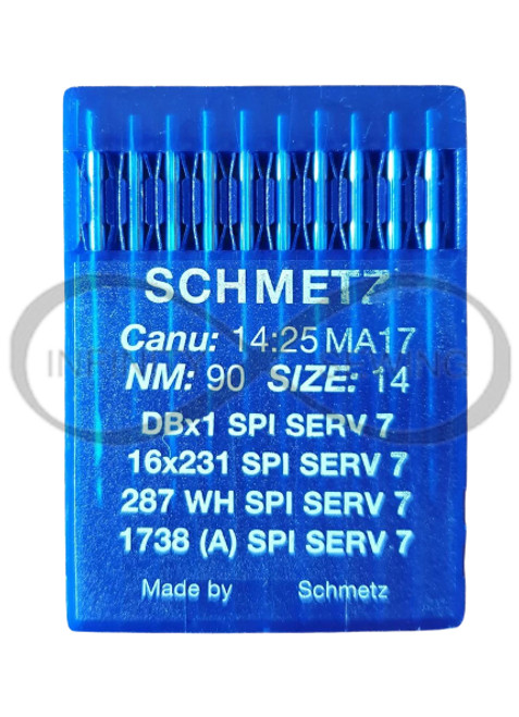 Schmetz 14:25MA17 SPI SERV 7 needles. Designed with an acute round point, these needles are perfect for sewing densely woven and coated fabrics. Each needle features a special blade reinforcement and hump scarf, which prevents skipped stitches and reduces needle breakage. Ideal for achieving flawless seams with minimal puckering, these needles come in a convenient pack of 10, ensuring you have the right tool for your sewing projects. Schmetz 14:25MA17 SPI SERV 7 needles. Designed with an acute round point, these needles are perfect for sewing densely woven and coated fabrics. Each needle features a special blade reinforcement and hump scarf, which prevents skipped stitches and reduces needle breakage. Ideal for achieving flawless seams with minimal puckering, these needles come in a convenient pack of 10, ensuring you have the right tool for your sewing projects.