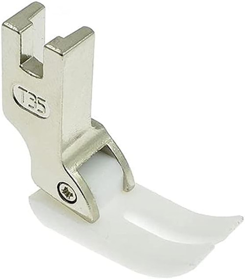 T35(T) Universal Fitting Presser Foot with Teflon Base for Juki DDL-8100e Industrial Sewing Machine, even toe length to prevent fabric marks.