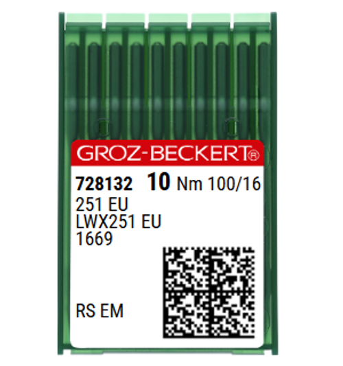 Groz Beckert 251EU RS EM Size 100 NM 100 Size 16 Blindstitch Industrial Sewing Machine Needles Pack of 10 for suits and trousers Groz Beckert 251EU RS EM Size 100 NM 100 Size 16 Blindstitch Industrial Sewing Machine Needles Pack of 10 for suits and trousers