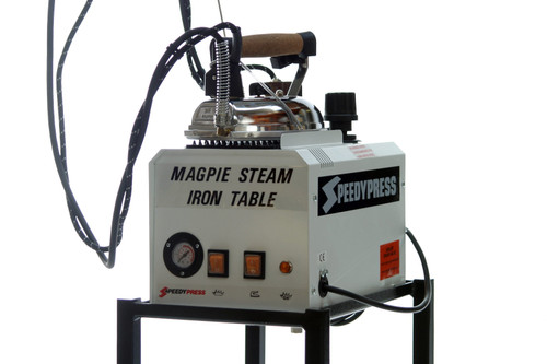 Magpie 5-litre commercial ironing boiler and iron bundle de-Luxe vacuum and thermostatically heated ironing table for industrial use heavy-duty ironing system with trolley and accessories Magpie 5-litre commercial ironing boiler and iron bundle de-Luxe vacuum and thermostatically heated ironing table for industrial use heavy-duty ironing system with trolley and accessories