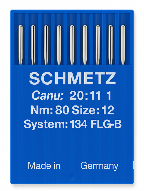Schmetz 134 FLG-B Size 80 Industrial Sewing Machine Needles Pack of 10 Standard Round Point for medium fabrics Schmetz 134 FLG-B Size 80 Industrial Sewing Machine Needles Pack of 10 Standard Round Point for medium fabrics