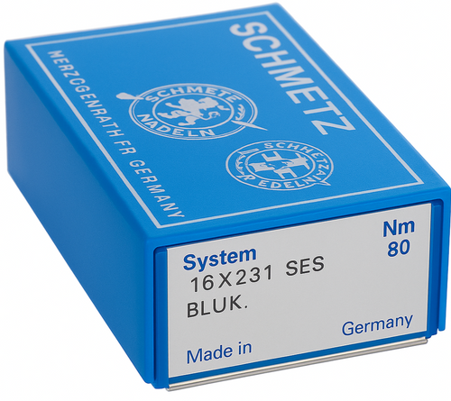 Schmetz 16X231 SES BLUK Size 80 Industrial Sewing Machine Needles Pack of 10 with non-stick coating for synthetics and coated fabrics Schmetz 16X231 SES BLUK Size 80 Industrial Sewing Machine Needles Pack of 10 with non-stick coating for synthetics and coated fabrics
