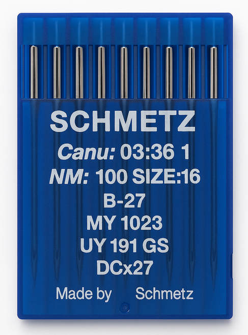 Schmetz B27 Size 100 industrial sewing machine needles pack of 10 for chainstitch machines Schmetz B27 Size 100 industrial sewing machine needles pack of 10 for chainstitch machines