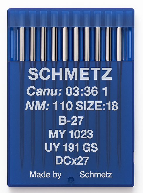 Schmetz B27 Size 110 industrial sewing machine needles pack of 10 for chainstitch machines Schmetz B27 Size 110 industrial sewing machine needles pack of 10 for chainstitch machines