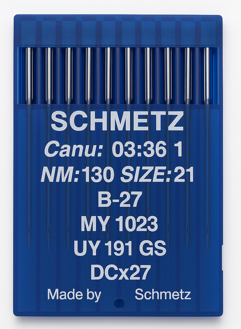Schmetz B27 Size 130 industrial sewing machine needles pack of 10 for chainstitch machines Schmetz B27 Size 130 industrial sewing machine needles pack of 10 for chainstitch machines