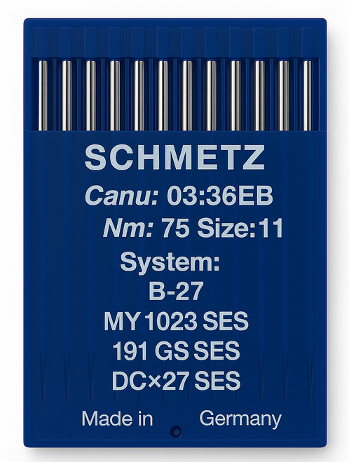 Schmetz B27 SES Size 75 light ball point industrial sewing machine needles pack of 10 Schmetz B27 SES Size 75 light ball point industrial sewing machine needles pack of 10