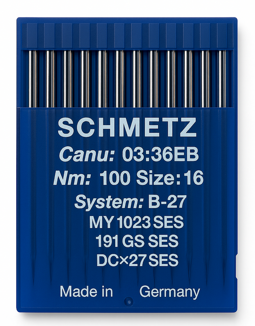 Schmetz B27 SES Size 100 light ball point industrial sewing machine needles pack of 10 Schmetz B27 SES Size 100 light ball point industrial sewing machine needles pack of 10