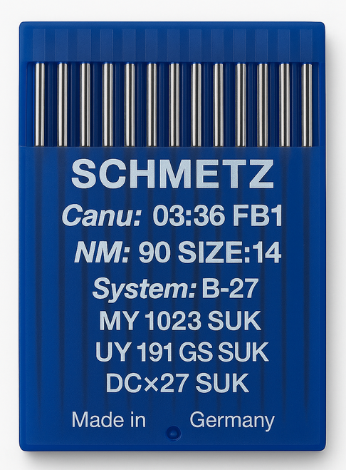 Schmetz B27 SUK Size 90 medium ball point industrial sewing machine needles pack of 10 Schmetz B27 SUK Size 90 medium ball point industrial sewing machine needles pack of 10