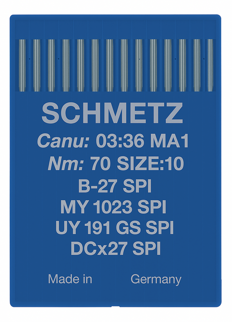 Schmetz B27 SPI Size 70 acute round point industrial sewing machine needles pack of 10 Schmetz B27 SPI Size 70 acute round point industrial sewing machine needles pack of 10