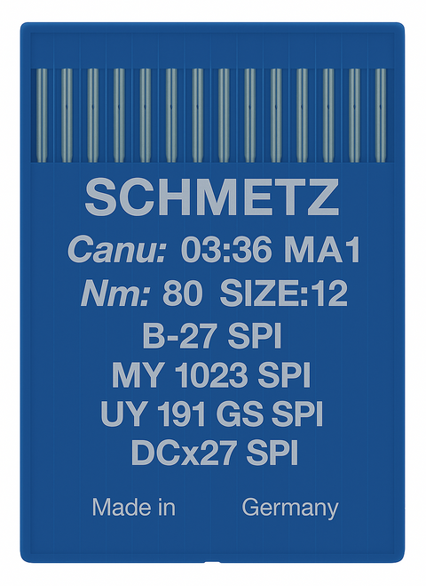 Schmetz B27 SPI Size 80 acute round point industrial sewing machine needles pack of 10 Schmetz B27 SPI Size 80 acute round point industrial sewing machine needles pack of 10