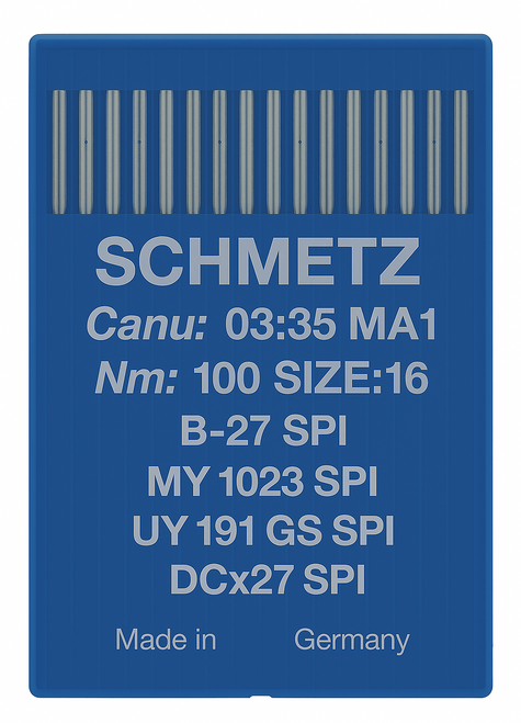 Schmetz B27 SPI Size 100 acute round point industrial sewing machine needles pack of 10 Schmetz B27 SPI Size 100 acute round point industrial sewing machine needles pack of 10