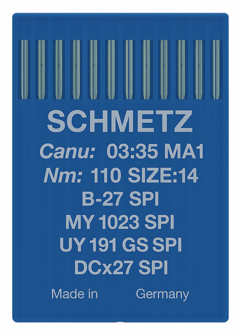 Schmetz B27 SPI Size 110 acute round point industrial sewing machine needles pack of 10 Schmetz B27 SPI Size 110 acute round point industrial sewing machine needles pack of 10