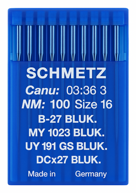Schmetz B27 BLUK Size 100 Teflon coated industrial sewing machine needles pack of 10