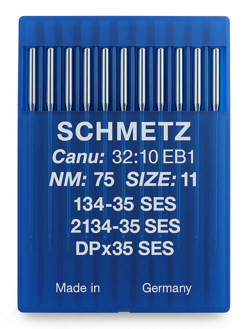 Schmetz 134-35 SES Size 75 industrial sewing machine needles pack of 10 for lockstitch machines with light ball point Schmetz 134-35 SES Size 75 industrial sewing machine needles pack of 10 for lockstitch machines with light ball point