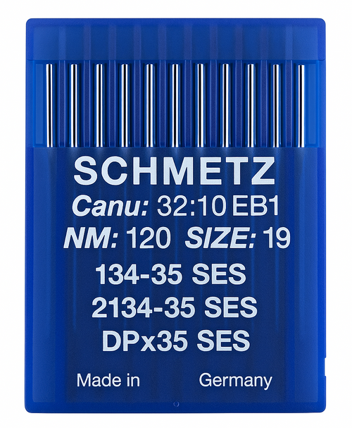 Schmetz 134-35 SES Size 120 industrial sewing machine needles pack of 10 with light ball point for lockstitch machines Schmetz 134-35 SES Size 120 industrial sewing machine needles pack of 10 with light ball point for lockstitch machines