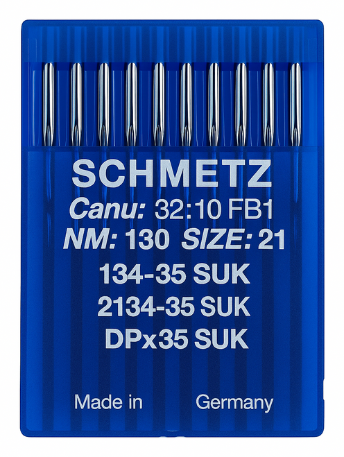 Schmetz 134-35 SUK Size 130 industrial sewing machine needles pack of 10 with medium ball point for lockstitch machines Schmetz 134-35 SUK Size 130 industrial sewing machine needles pack of 10 with medium ball point for lockstitch machines