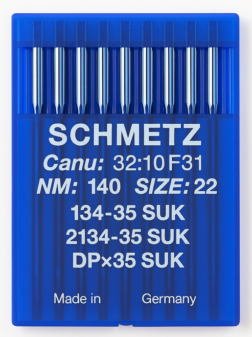 Schmetz 134-35 SUK Size 140 industrial sewing machine needles pack of 10 with medium ball point for lockstitch machines Schmetz 134-35 SUK Size 140 industrial sewing machine needles pack of 10 with medium ball point for lockstitch machines