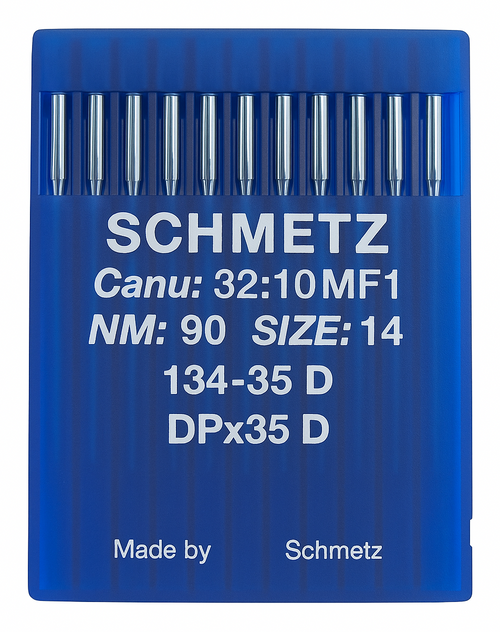 Schmetz 134-35 D Size 90 industrial sewing machine needles pack of 10 with triangular cutting point for leather and heavy fabrics Schmetz 134-35 D Size 90 industrial sewing machine needles pack of 10 with triangular cutting point for leather and heavy fabrics