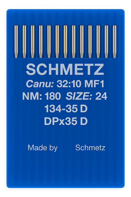 Schmetz 134-35 D Size 180 industrial sewing machine needles pack of 10 with triangular cutting point for leather and heavy upholstery fabrics Schmetz 134-35 D Size 180 industrial sewing machine needles pack of 10 with triangular cutting point for leather and heavy upholstery fabrics