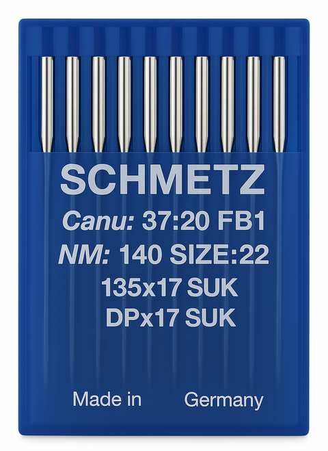 Schmetz 135x17 SUK Size 140 industrial sewing machine needles pack of 10 for heavy knitwear and lockstitch machines