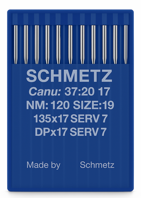 Schmetz 135x17 SERV 7 Size 120 industrial sewing machine needles pack of 10 for elastic and stretch fabrics