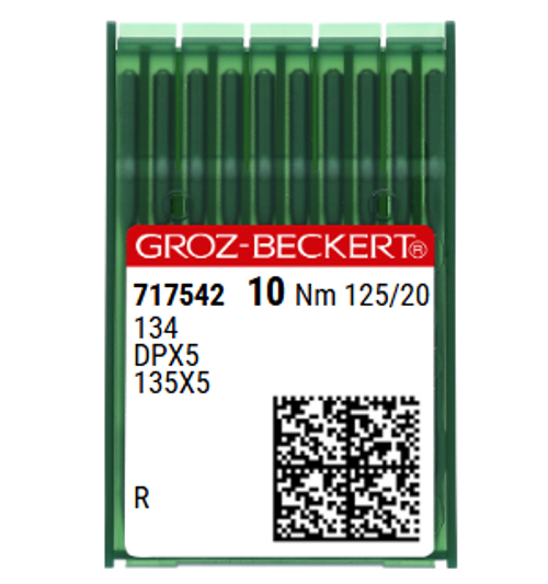Groz Beckert 134R Size 125 Industrial Sewing Machine Needles Pack of 10 NM 125 Size 20 DPX5 135X5 135X7 compatible.