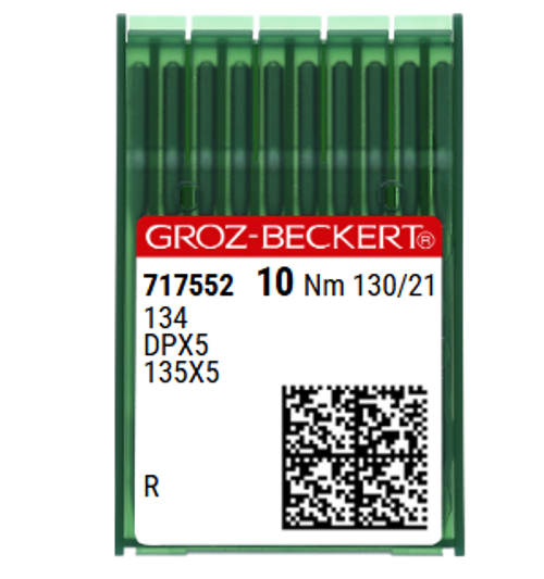 Groz Beckert 134R Size 130 Industrial Sewing Machine Needles Pack of 10 NM 130 Size 21 DPX5 135X5 135X7 compatible. Groz Beckert 134R Size 130 Industrial Sewing Machine Needles Pack of 10 NM 130 Size 21 DPX5 135X5 135X7 compatible.
