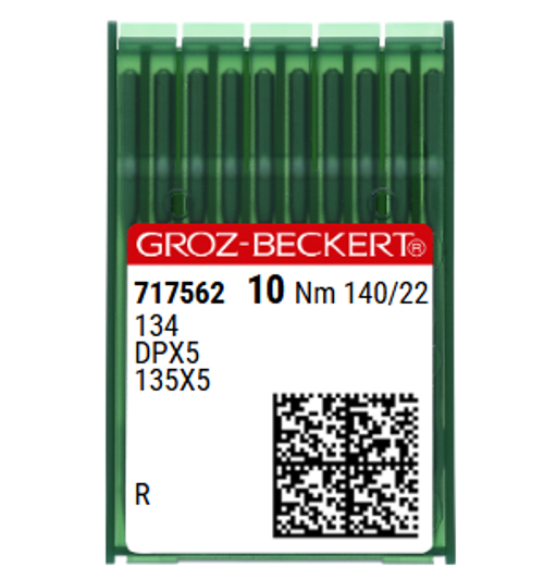 Groz Beckert 134R Size 140 Industrial Sewing Machine Needles Pack of 10 NM 140 Size 22 for DPX5 135X5 135X7 systems. Groz Beckert 134R Size 140 Industrial Sewing Machine Needles Pack of 10 NM 140 Size 22 for DPX5 135X5 135X7 systems.