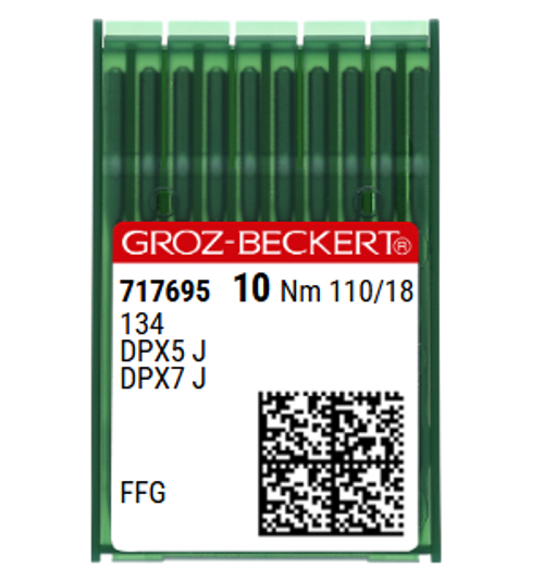 Groz Beckert 134 FFG SES Size 110 Ball Point Sewing Machine Needles Pack of 10 NM 110 Size 18 for knitwear and jersey fabric. Groz Beckert 134 FFG SES Size 110 Ball Point Sewing Machine Needles Pack of 10 NM 110 Size 18 for knitwear and jersey fabric.