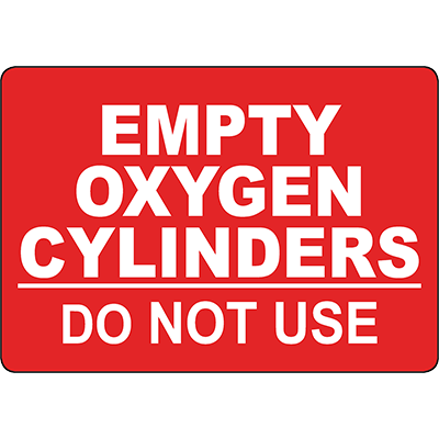 Empty Oxygen Cylinders Do Not Use Sign - DuraLabel