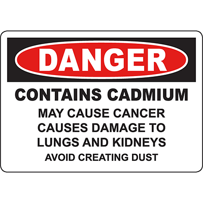 DANGER Cadmium May Cause Cancer Avoid Dust Sign Graphic Products