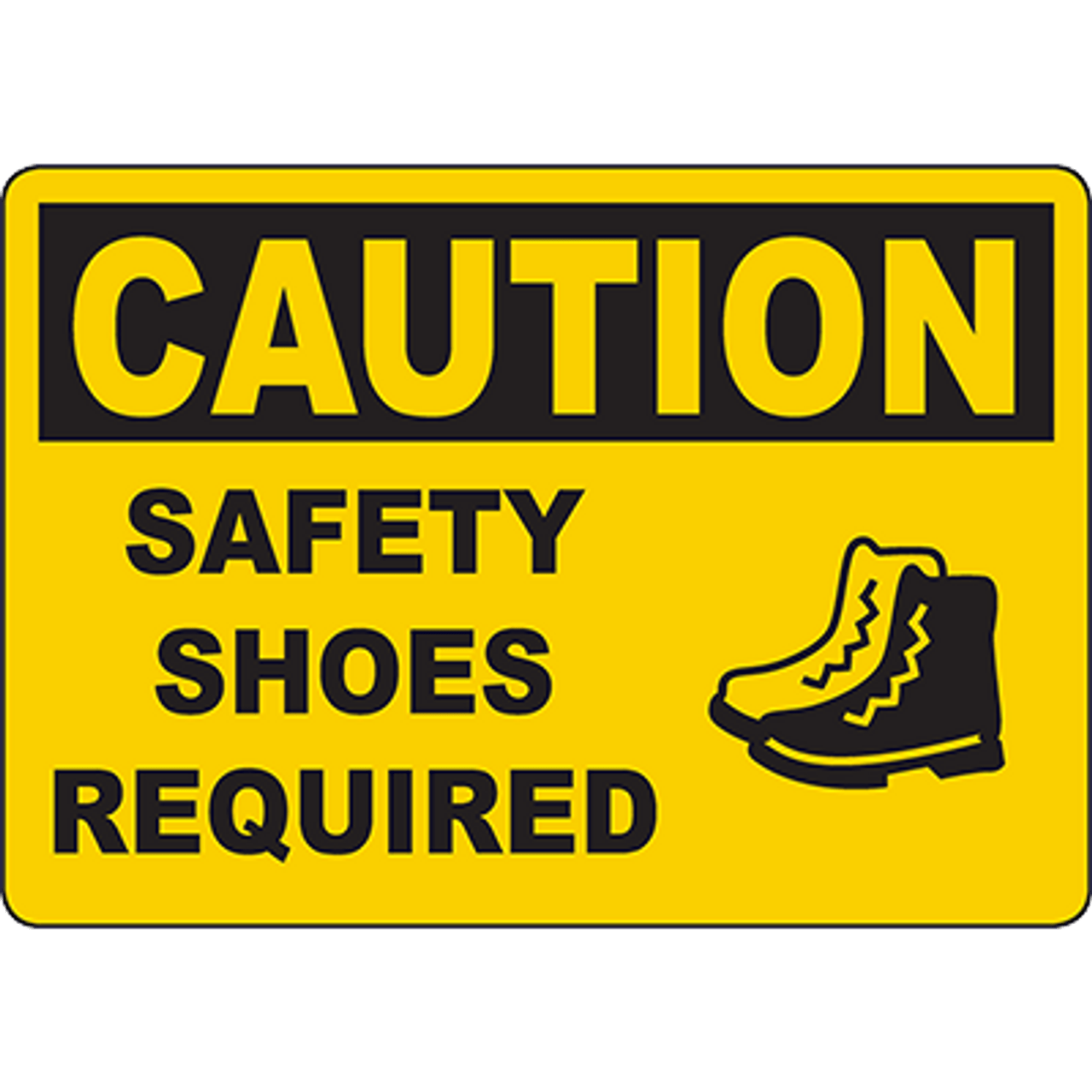 Brady™ Signs: CAUTION: SAFETY SHOES REQUIRED (W/PICTO)