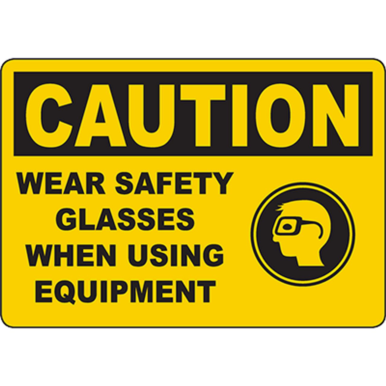 Caution Wear Safety Glasses When Using Equipment Sign W Symbol Graphic Products