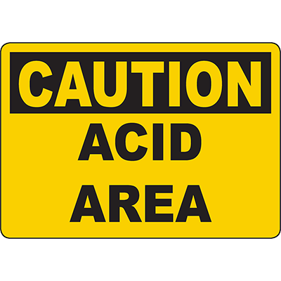 CAUTION Acid Area Sign - DuraLabel
