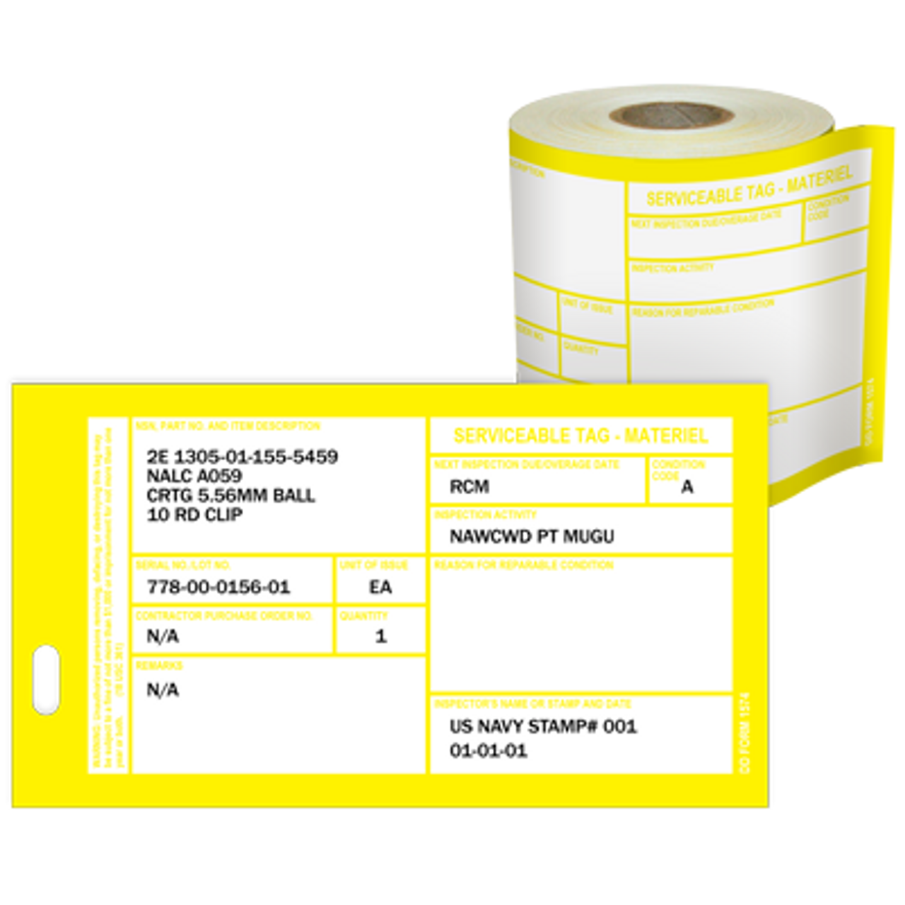 Materiel Condition Tags DD Form 1574 (Yellow) - DuraLabel materiel-condition-tags-dd-form-1574-yellow-duralabel