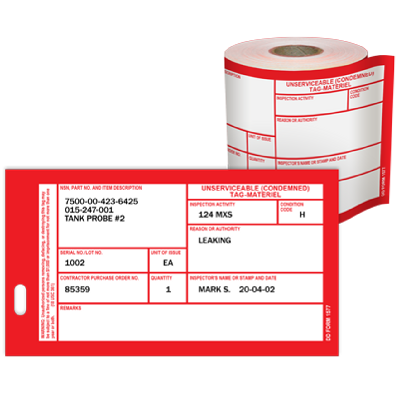 Materiel Condition Tags DD Form 1577 (Condemned) - DuraLabel materiel-condition-tags-dd-form-1577-condemned-duralabel