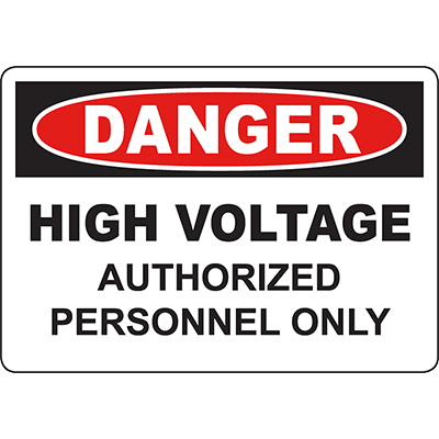 NMC OSHA-Schild 'DANGER – HIGH VOLTAGE AUTHORIZED PERSONNEL ONLY' – 25,4 X 35,6 Cm, Schwarz/rot Auf Weiß, Aus Stabilem Kunststoff