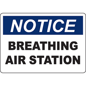 Notice sign for Breathing Air Station, ideal for safety and compliance in industrial environments.