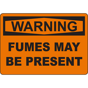 Warning sign indicating potential presence of fumes, ideal for industrial safety and labeling solutions.
